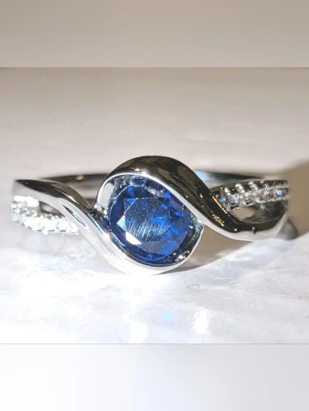 2Ct Round Cut Lab Created Sapphire Women's Minimalist Ring 14K White Gold Plated